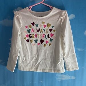 Kids White Long Sleeve Shirt with Colorful Heart Design